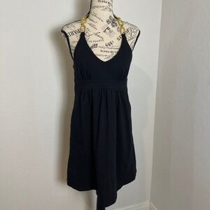 Victoria's Secret Bra Tops Black Mini Dress Gold‎ Chain Halter Neck Sleeveless M